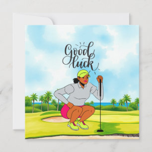 Carte Golf "Bonne chance sur le terrain, Lady Golfer!"
