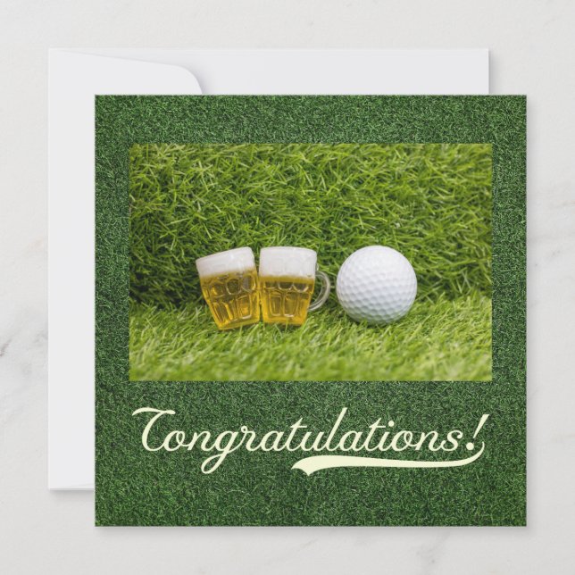 Carte Golf Félicitations avec bière sur green (Devant)