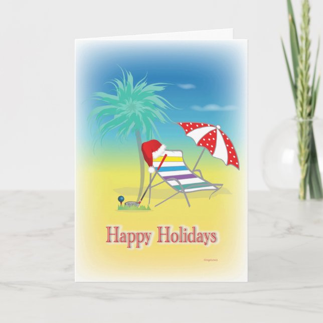 Carte GOLF Happy Holidays Santa Hat Funny Card (Devant)