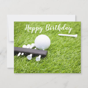 Carte Golf heureux anniversaire avec balle de golf et te