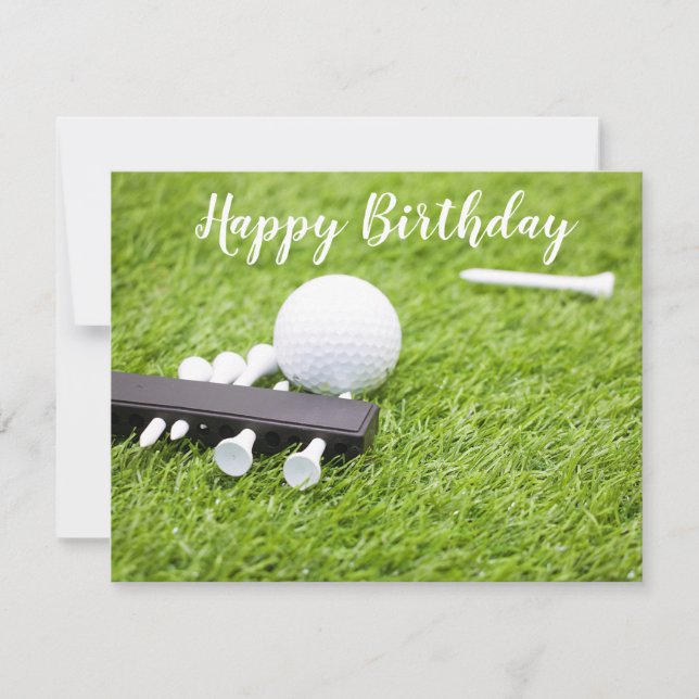 Carte Golf heureux anniversaire avec balle de golf et te (Devant)