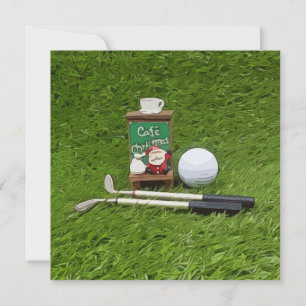Carte Golf Joyeux Noël au golfeur avec le Père Noël 