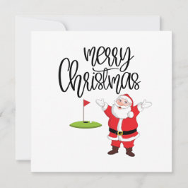 Carte Golf Joyeux Noël avec le Père Noël au drapeau