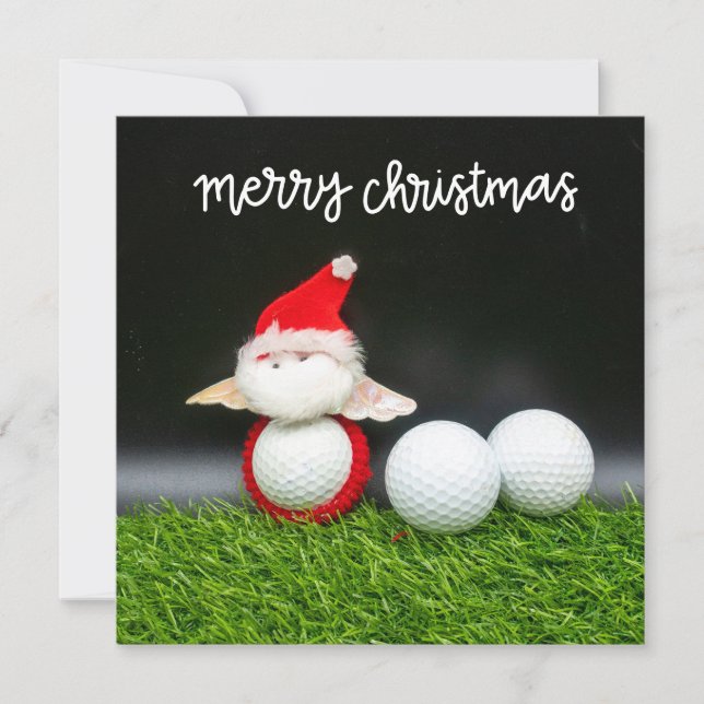 Carte Golf Joyeux Noël avec le Père Noël pour golfeurs (Devant)