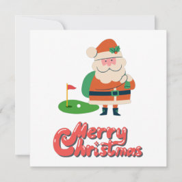 Carte Golf Joyeux Noël avec Père Noël au golf