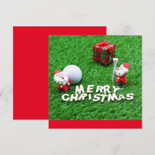 Carte Golf Joyeux Noël avec Père Noël jouant au golf