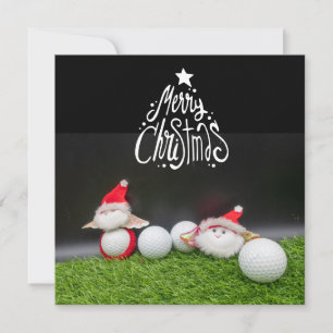 Carte Golf Joyeux Noël avec Père Noël jouant au golf