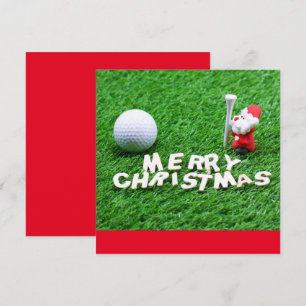 Carte Golf Joyeux Noël avec Père Noël jouant au golf