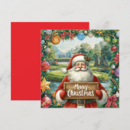 Carte Golf Joyeux Noël avec Père Noël jouant au golf