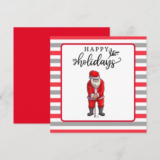 Carte Golf Joyeux vacances avec Noël du Père Noël (Devant / Derrière)