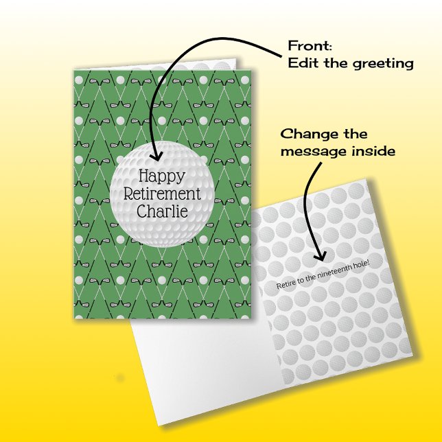 Carte Golf motif nom personnalisé Retraite (Créateur téléchargé)
