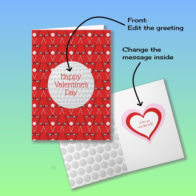 Carte Golf motif texte personnalisé Saint Valentin (Créateur téléchargé)