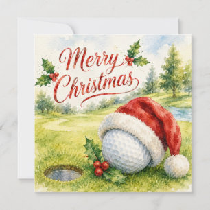Carte Golf Noël avec balle de golf avec décoration de No