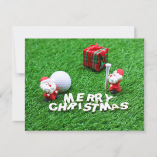 Carte Golf Noël avec Père Noël balle de golf et tee