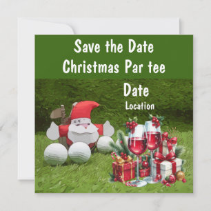 Carte Golf Noël Party enregistrer la date avec Père Noël