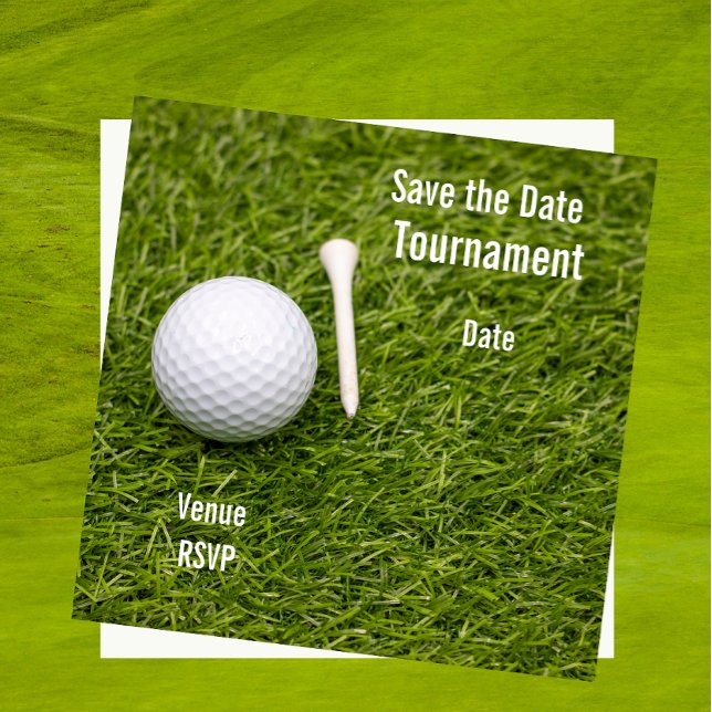 Carte Golf Sauvez la date avec balle de golf sur l'herbe (Créateur téléchargé)
