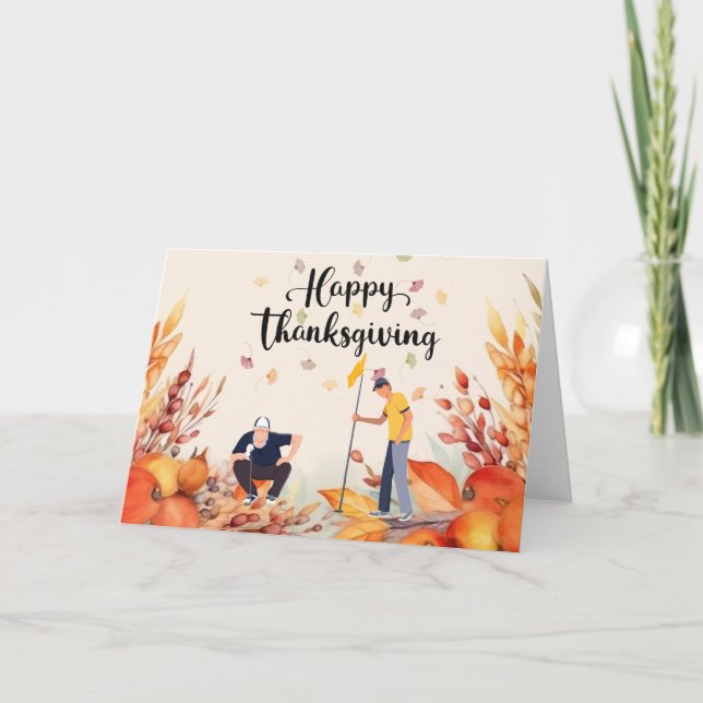 Carte Golf Thanksgiving Accueil d'automne pour Golfer (Devant)
