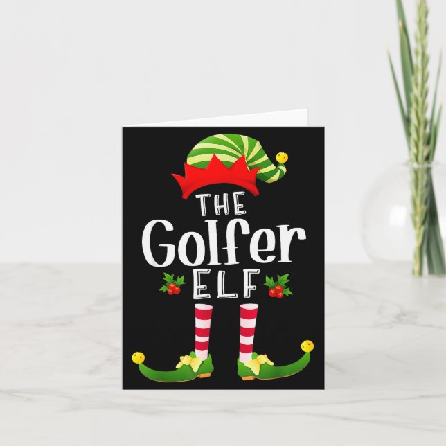 Carte Golfer Christmas Elf Matching Pajama X-mas Party  (Devant)