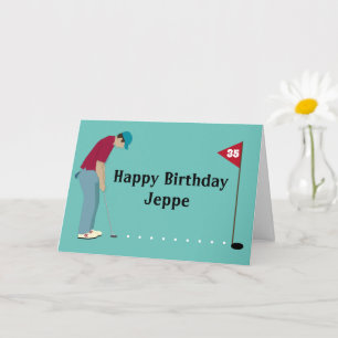 Carte Golfer Putting Golf Ball Anniversaire