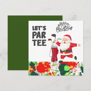 Carte Golfer Santa Claus avec sac de golf Let par Tee