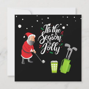 Carte Golfer Santa Claus balle de golf à neige Noël