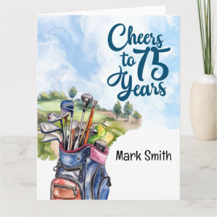 Carte Golfeur 75e anniversaire avec golf Bag sur terrain