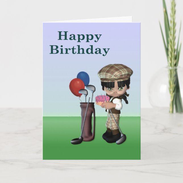 Carte Golfeur jeune à peau foncée (Devant)