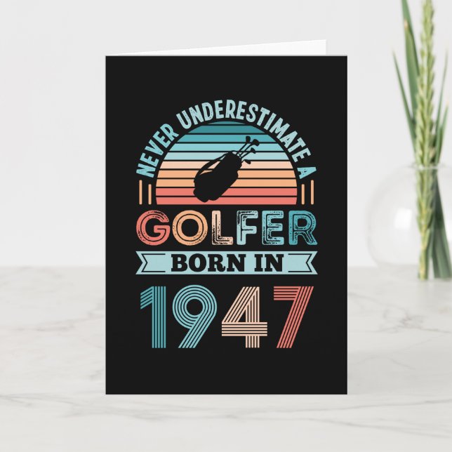 Carte Golfeur né 1947 Golfing 80e anniversaire Cadeau pa (Devant)
