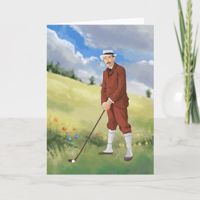 Carte golfeur vintage dans la rudesse (Devant)