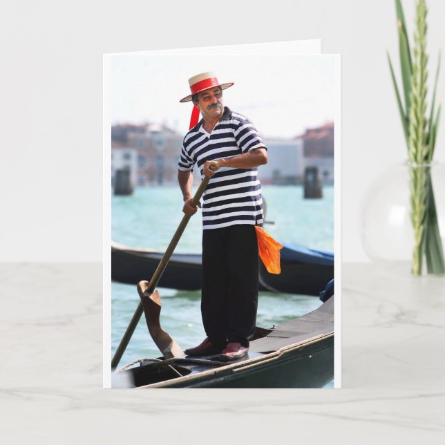 CARTE GONDOLIER DE VENISE AVEC SON CASQUETTE (Devant)