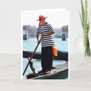 CARTE GONDOLIER DE VENISE AVEC SON CASQUETTE