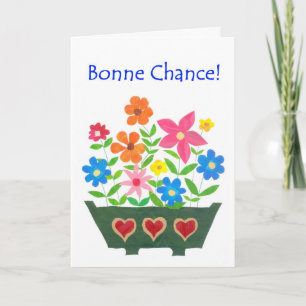 Carte Good Luck Card, French Greeting - Flower Power