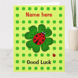 Carte Good Luck grand nom personnalisé ladybug trocs