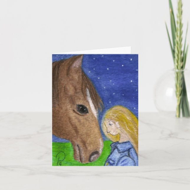 Carte Good Night My Friend Horse and Girl Note (Devant)