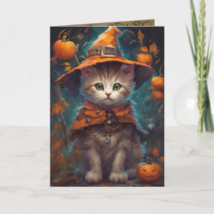 Carte Good Witch Kitten, Jolie salutation de chats Hallo