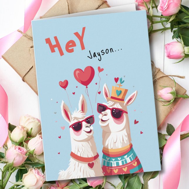 Carte Goofy Llama Pun Enfants Drôle Saint Valentin (Goofy Llama Pun Kids Funny Valentine's Day Card)