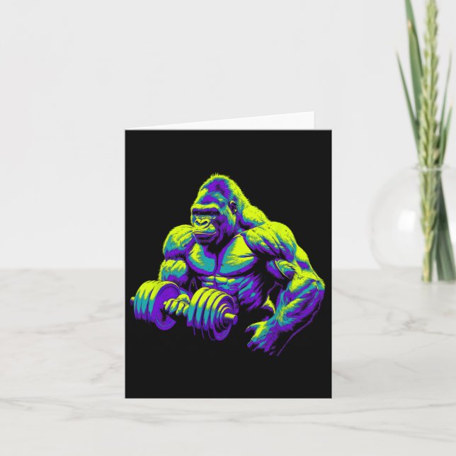 Carte Gorilla Monkey Gym Porter Bodybuilding Workbuildin (Devant)