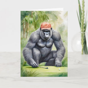 Carte Gorille drôle avec une casquette de baseball rouge