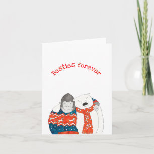 Carte Gorille et ours polaire 'besties pour toujou