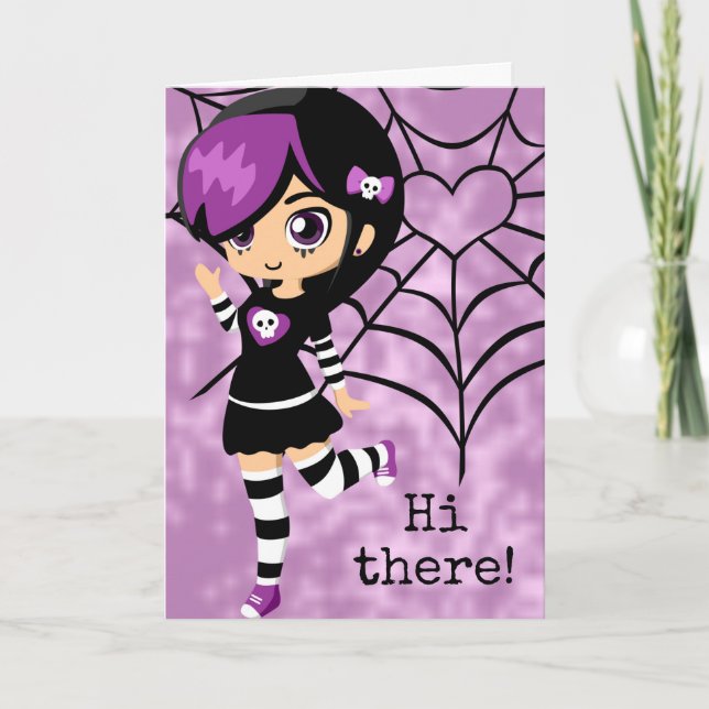 Carte Gote Goth Girl Heart Spiderweb Saint Valentin (Devant)