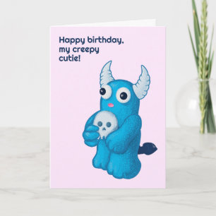 Carte Gote Goth Souhaits d'anniversaire - Démon bleu