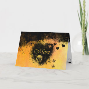 Carte Goth Coeurs de la Fête des Mères, Crâne, Papillons
