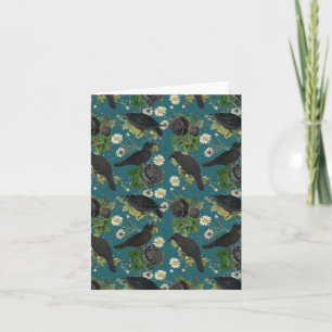 Carte Goth Crows et Roses noirs Profond Turquoise Motif