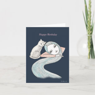 Carte Goth douce Witchy Anniversaire Longue Coiffeuse et