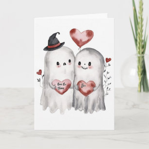 Carte Goth Éffrayant Valentine Fantômes avec Coeurs