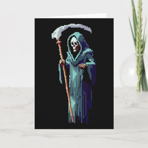 Carte Goth Gamer 8 Bit Pixel Art Jeu Vidéo Faucheuse 