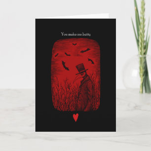 Carte Goth Je t'aime Plague Doctor Bats Valentines jour 