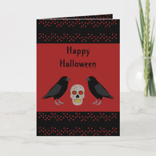 Carte Gothique crâne et gardien Ravens Halloween Custom