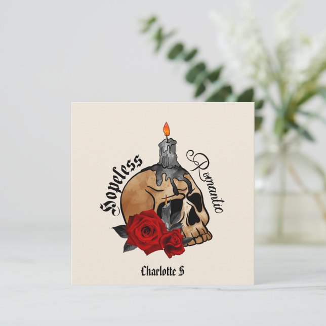 Carte Gothique Crâne sans espoir romantique (Debout devant)