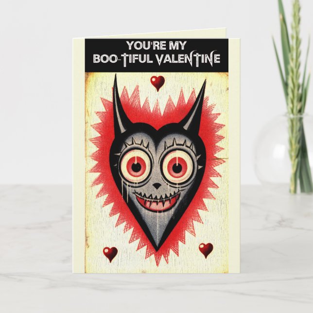 Carte Gothique Saint-Valentin Spooky Vampire Heart (Devant)